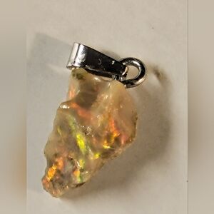 3.95ctw Natural Pendant Ethiopian Fire Opal Rough Untreated Crystal - New